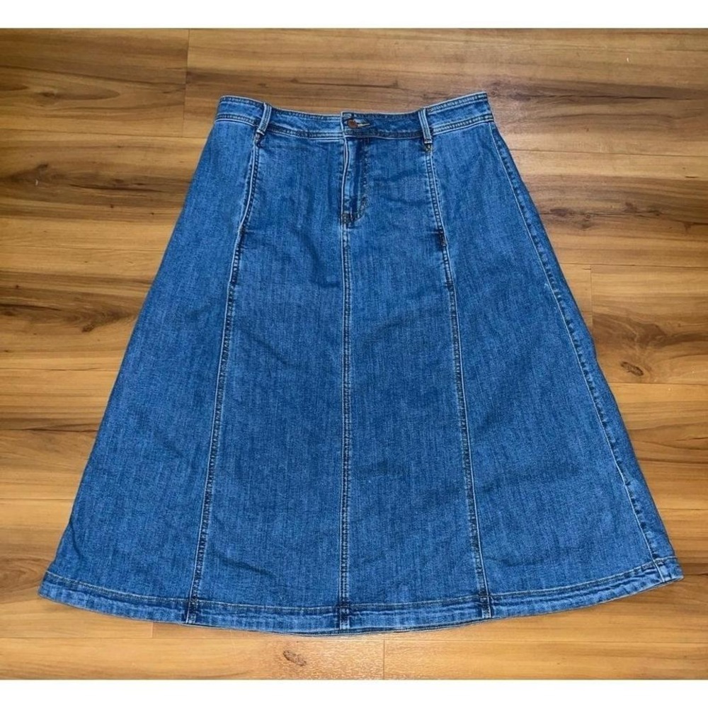 Talbots Medium Blue Denim A-Line Panel Skirt